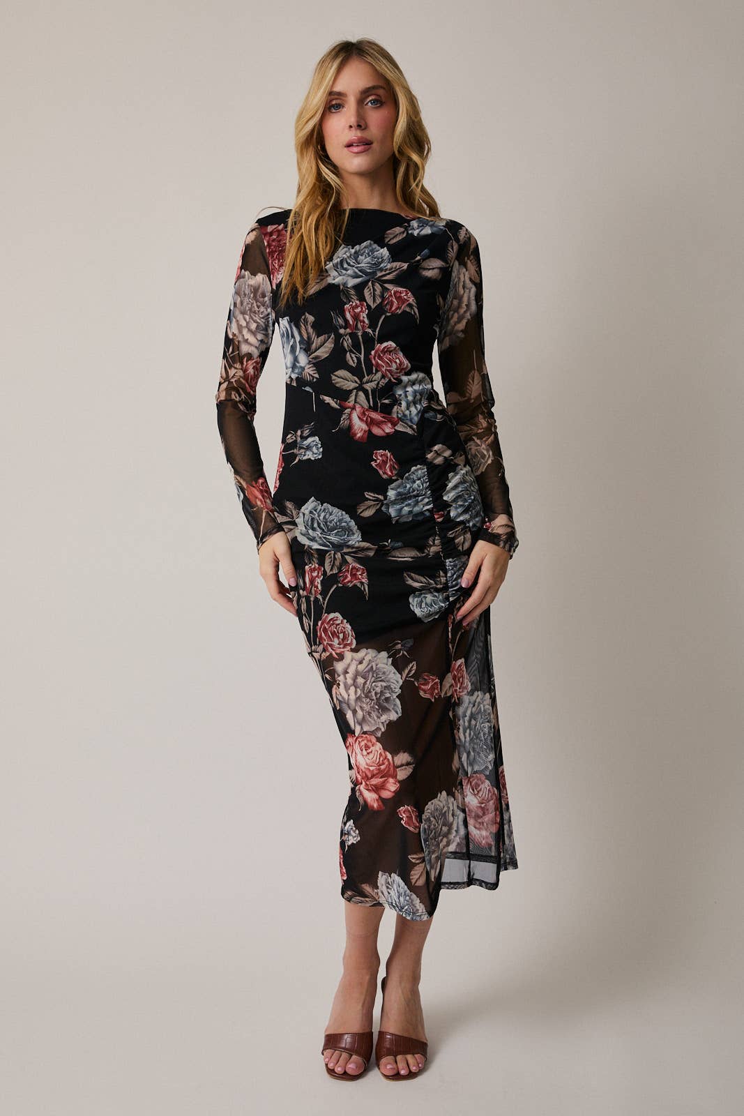 Fleur Noir Mesh Maxi Dress