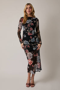 Fleur Noir Mesh Maxi Dress