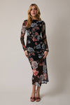 Fleur Noir Mesh Maxi Dress