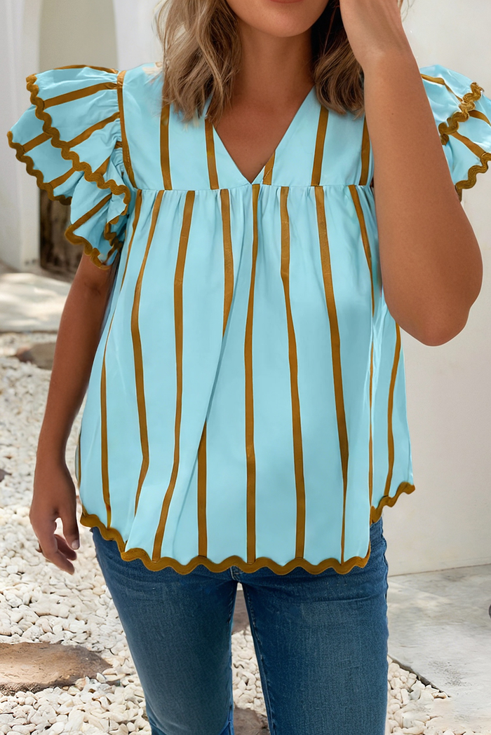 Ricrac Trim Double Ruffle Top