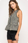 Scallop Print Sleeveless Blouse