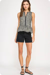 Scallop Print Sleeveless Blouse