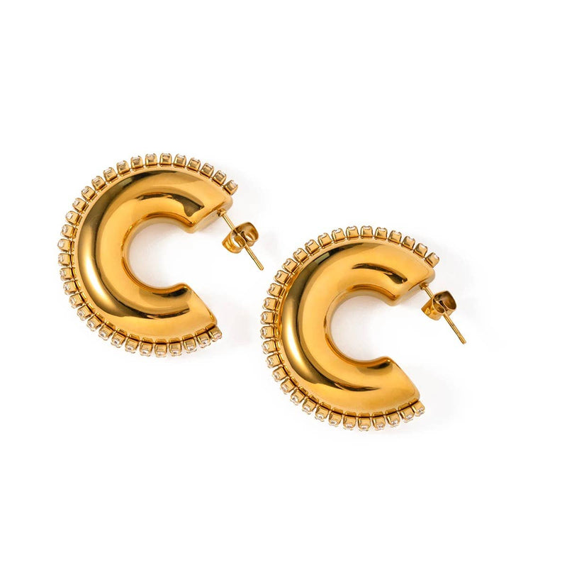Radiance Curve Gold Hoop Earrings