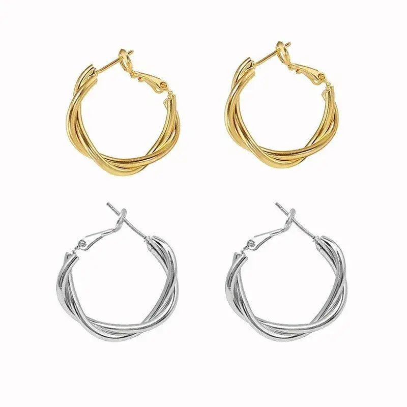 Gold Woven Hoops