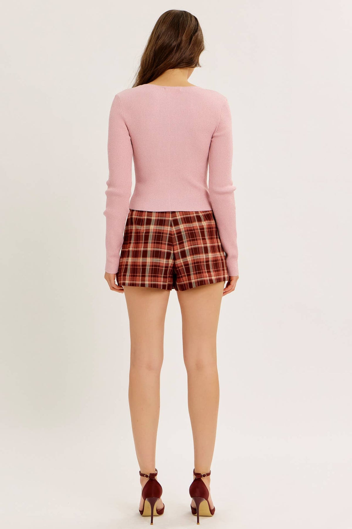 Sweetheart Bow-Tie Ribbed Top