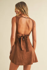 Mocha Mirage Open-Back Dress