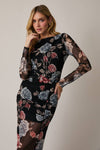 Fleur Noir Mesh Maxi Dress