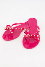 Hot Pink Rockstud Jelly Sandals
