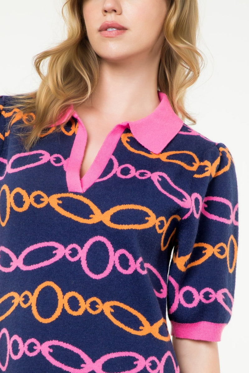 Chain Reaction Knit Polo Dress