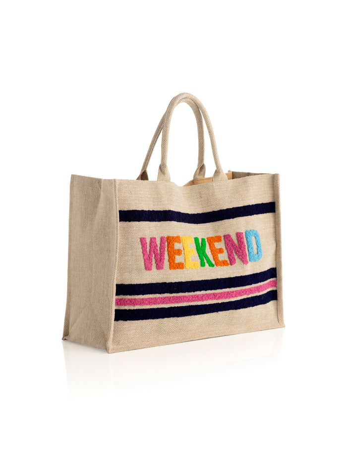 "WEEKEND" BEACH BAG, NATURAL