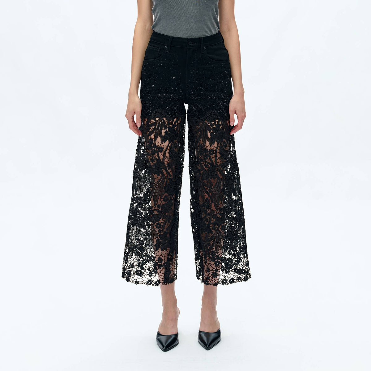 Daydream Black Denim Lace Pants