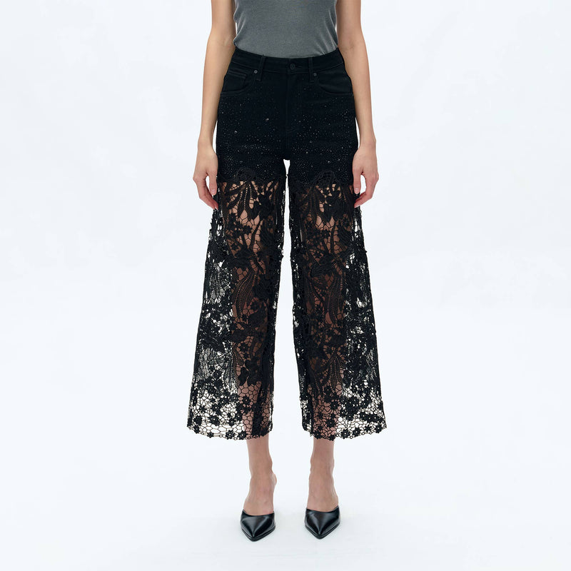 Daydream Black Denim Lace Pants
