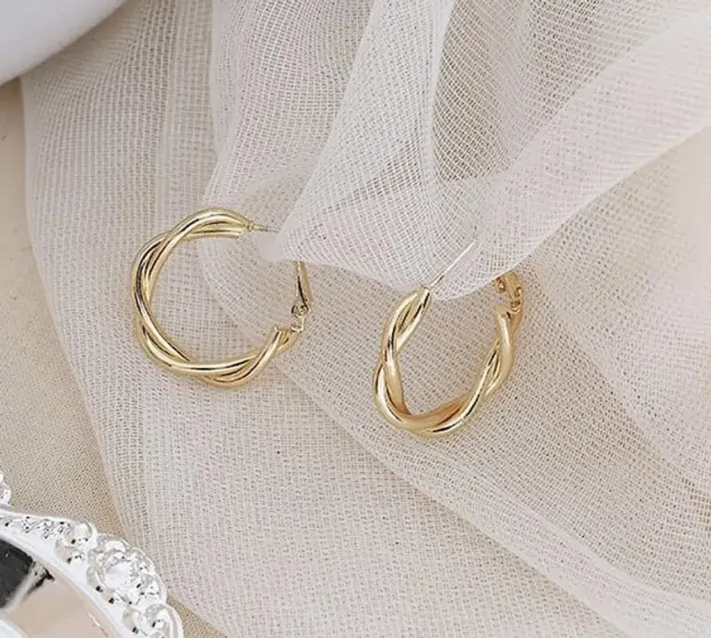 Gold Woven Hoops