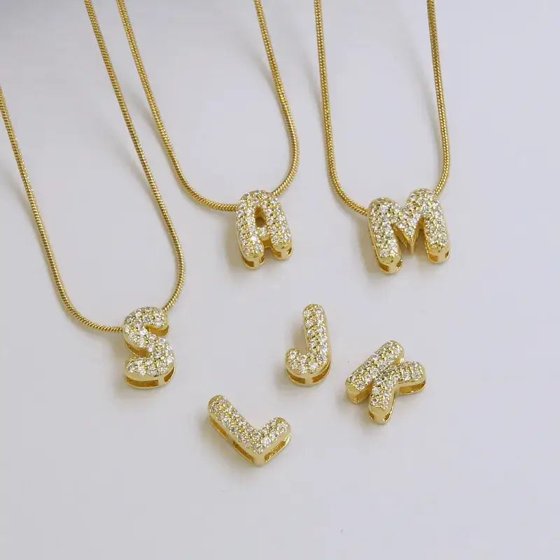 Mini Rhinestone Initial Necklace