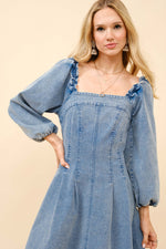 Ruffle Puff Denim Dress