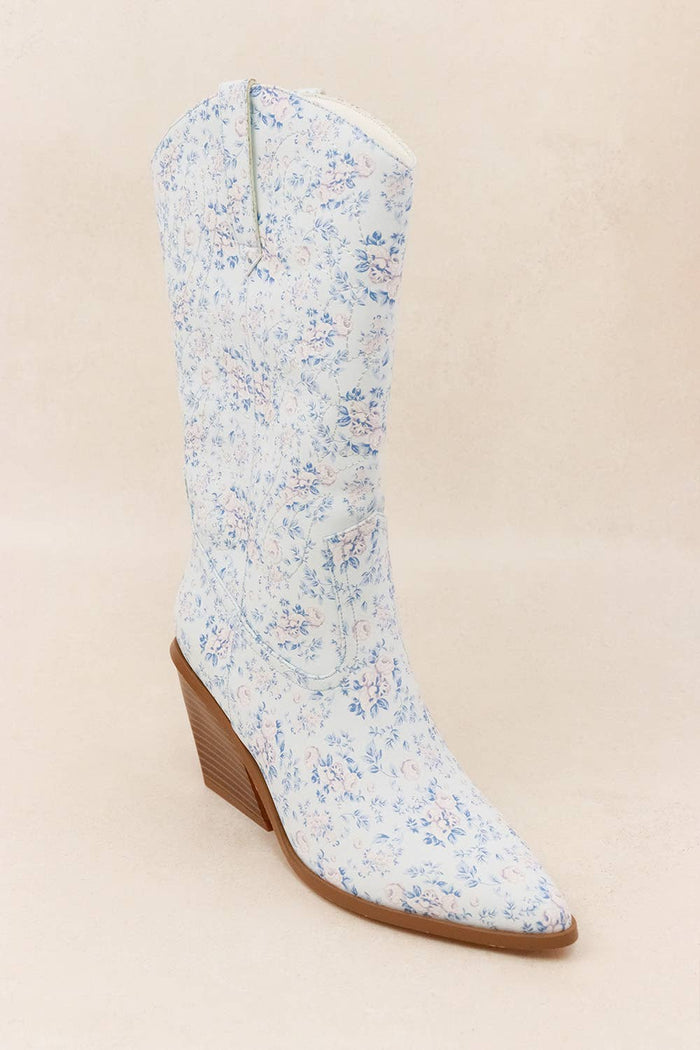 Blossom Rodeo Boots in Blue