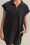 Half Zip Up Mock Neck Mini Dress