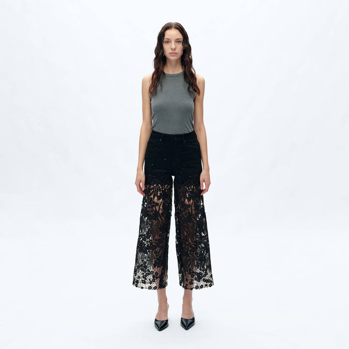 Daydream Black Denim Lace Pants