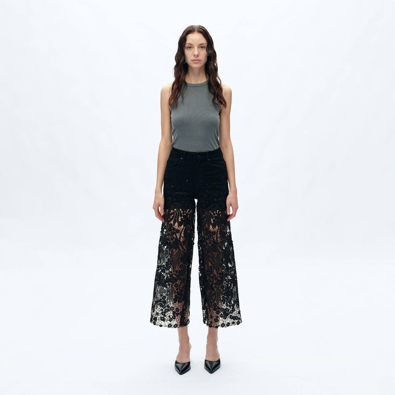 Daydream Black Denim Lace Pants