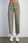 Madelyn Cropped Bell Bottoms - Faded Olive