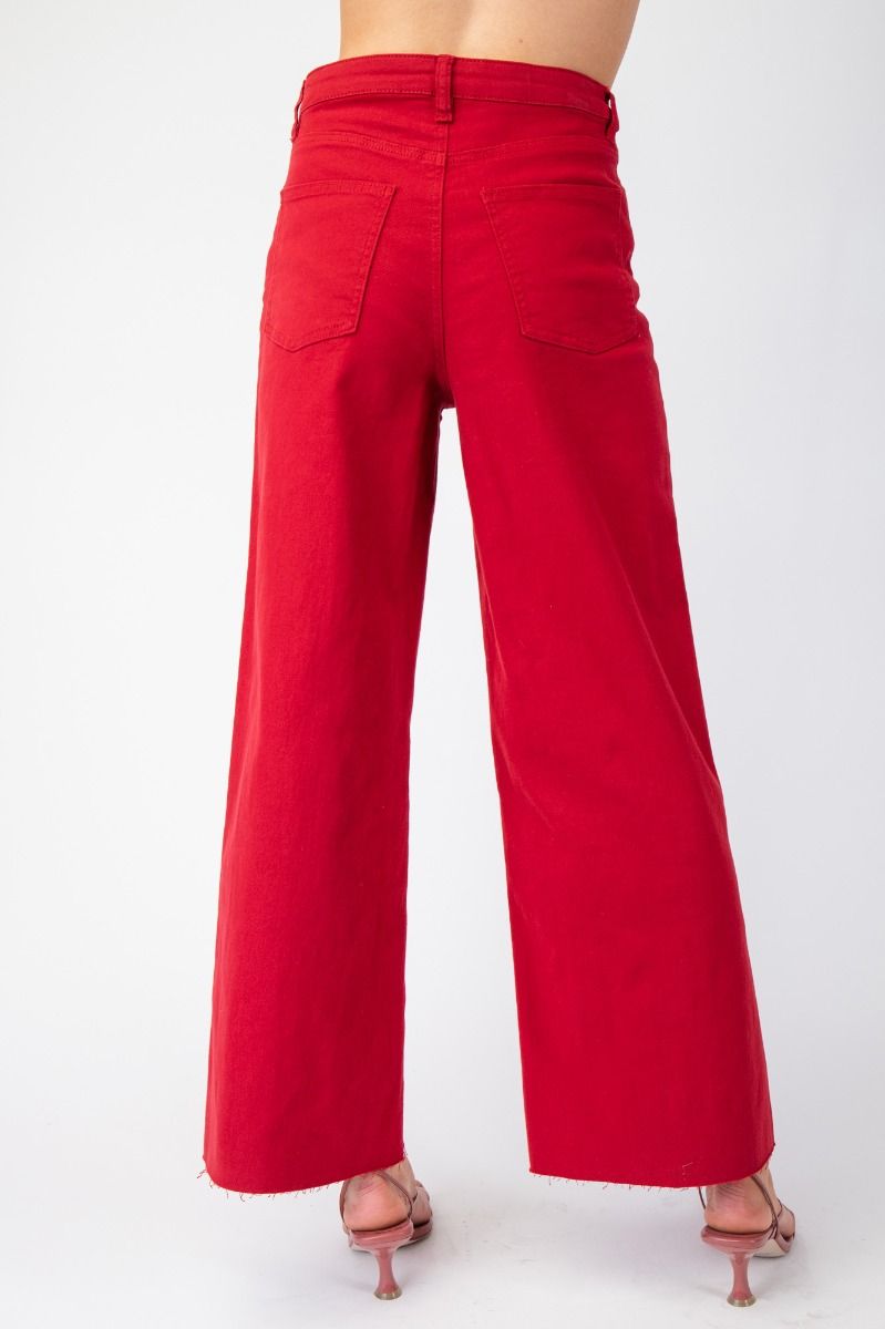 Madelyn Cropped Bell Bottoms - Red Velvet