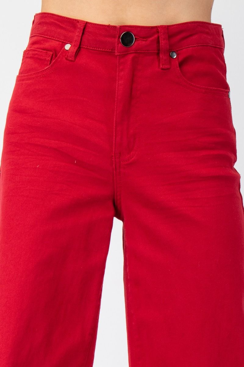 Madelyn Cropped Bell Bottoms - Red Velvet