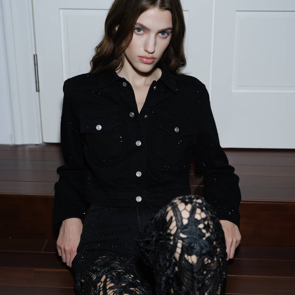 Daydream Black Denim Lace Pants