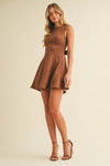 Mocha Mirage Open-Back Dress