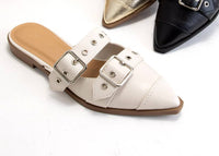Three shoes in black, gold, and white with buckles on a white background, featuring the brand 'cocci'.