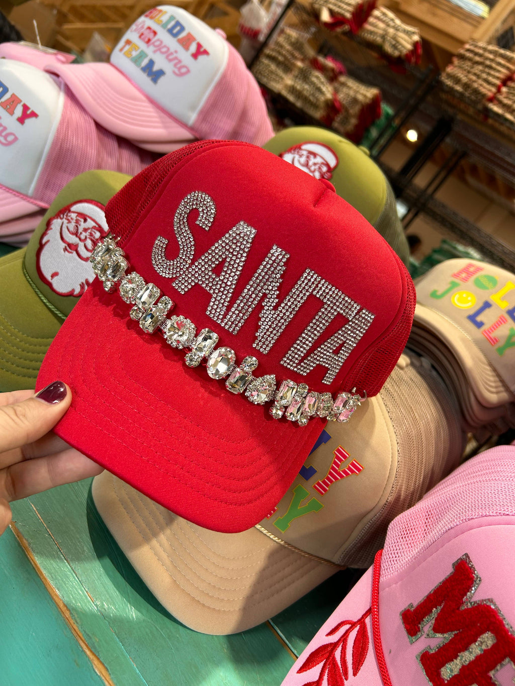 Rhinestone SANTA Trucker