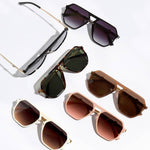 Geometric Shape Thin Frame Designed Sunglasses