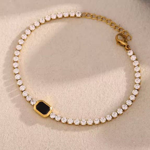 Jet and Rhinestone Bracelet