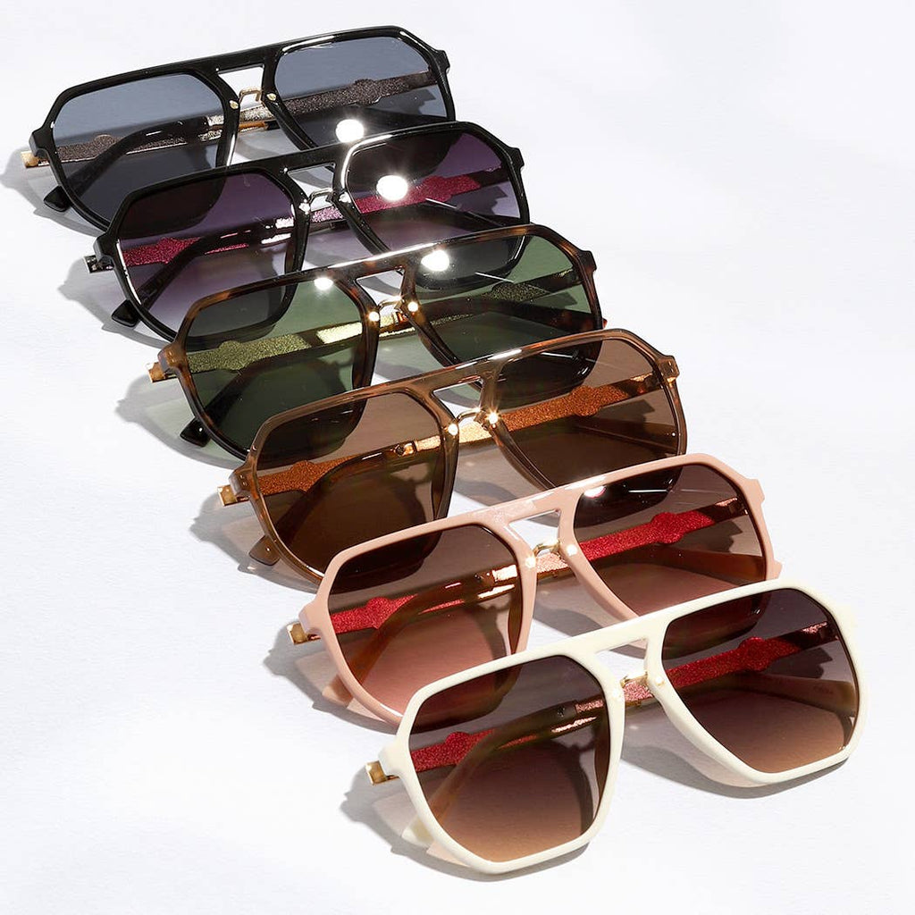 Geometric Shape Thin Frame Designed Sunglasses