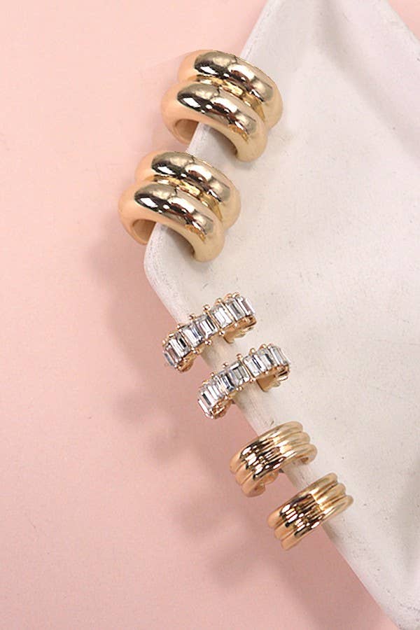 Dazzle Duo Baguette Huggie Earrings