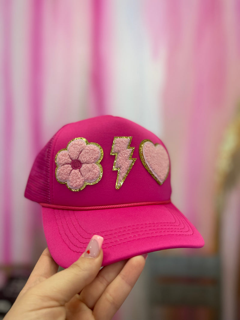 Pink Patchwork Trucker Hat
