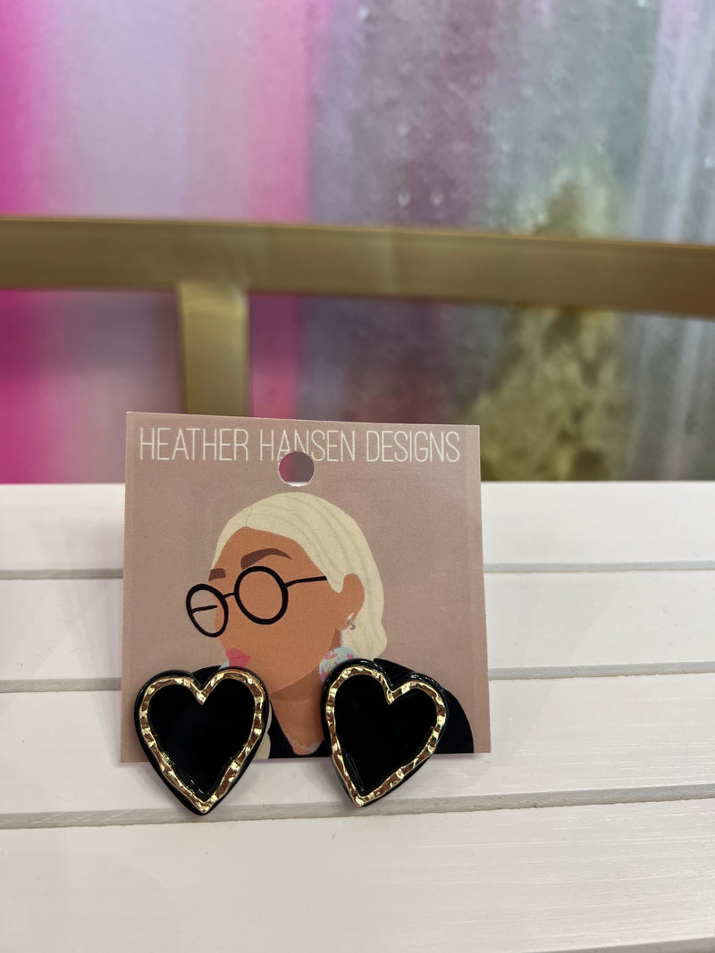 Heart Earrings with Gold Accent