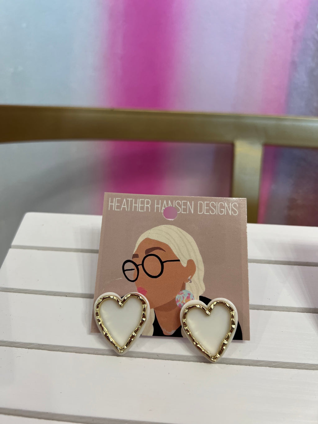 Heart Earrings with Gold Accent
