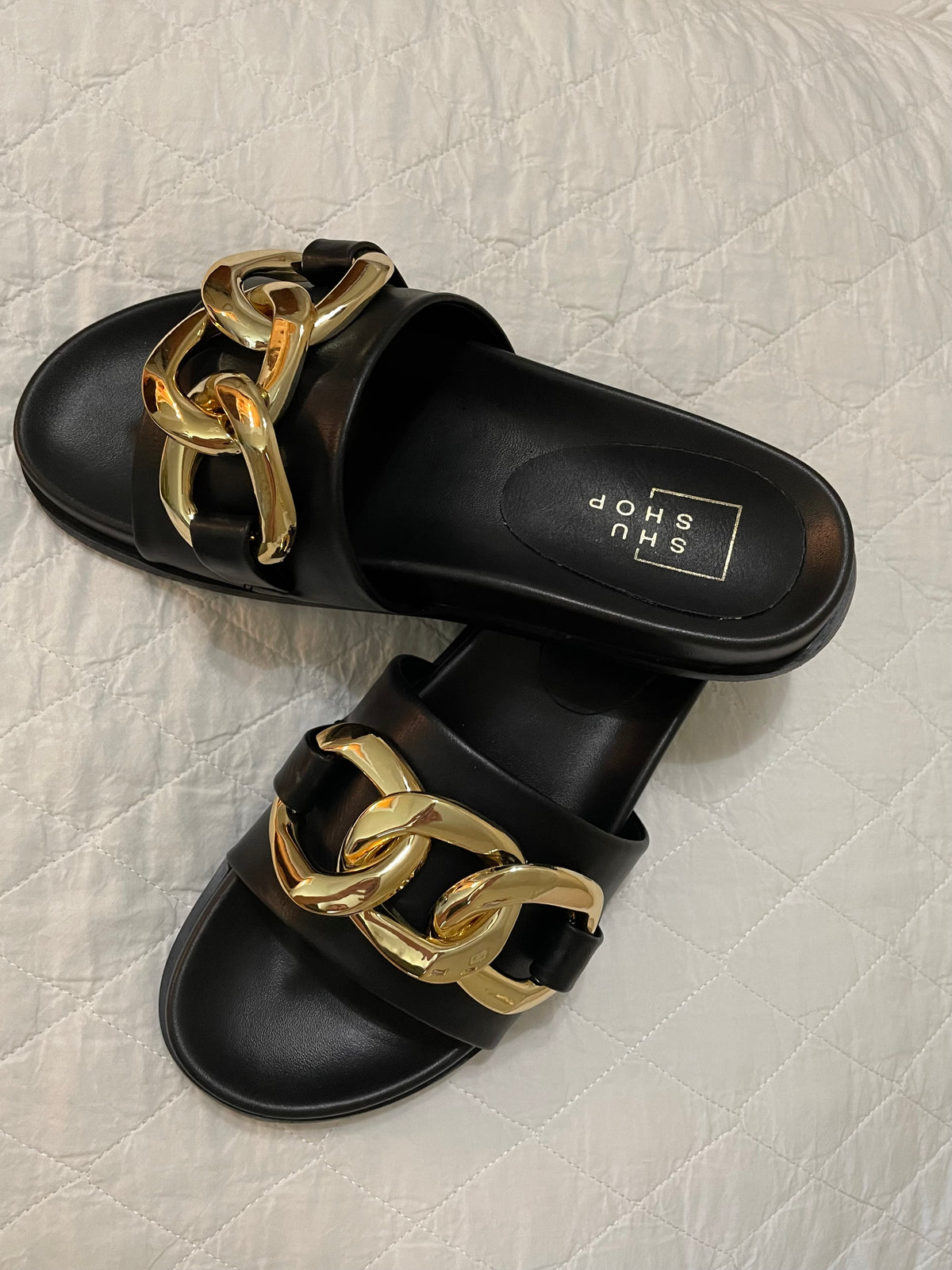 Black Slides With Gold