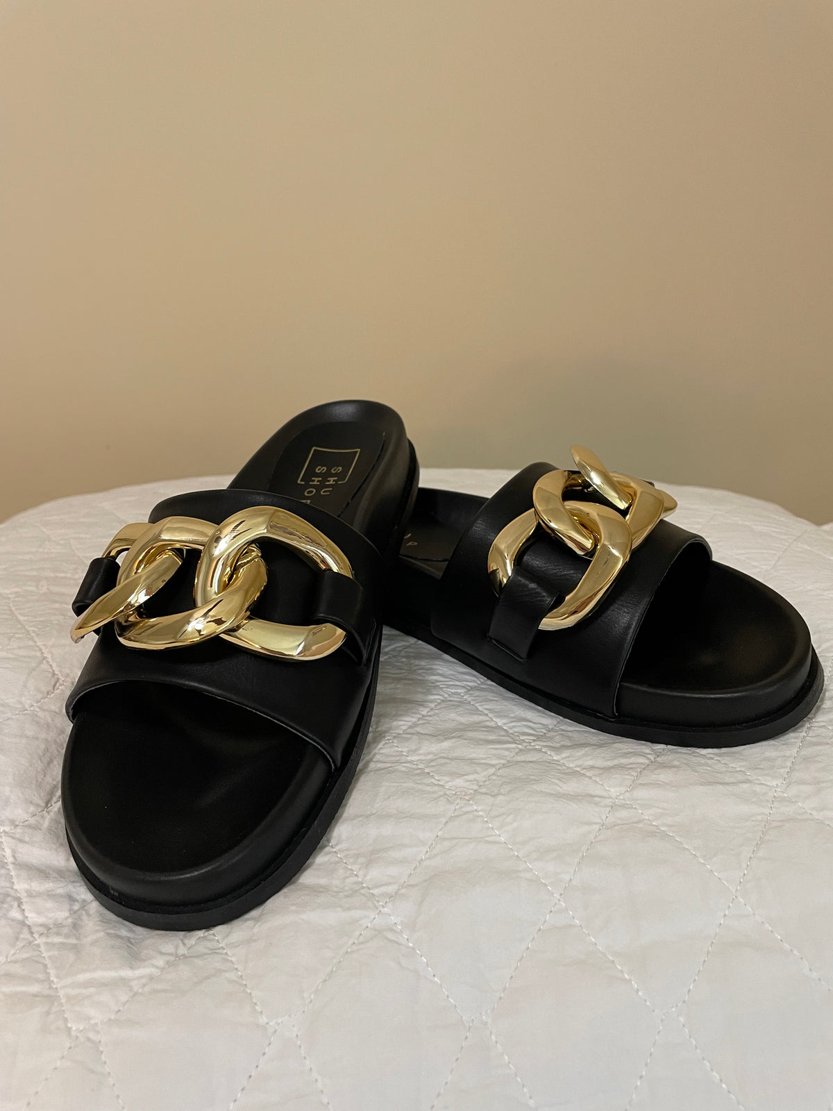 Black Slides With Gold